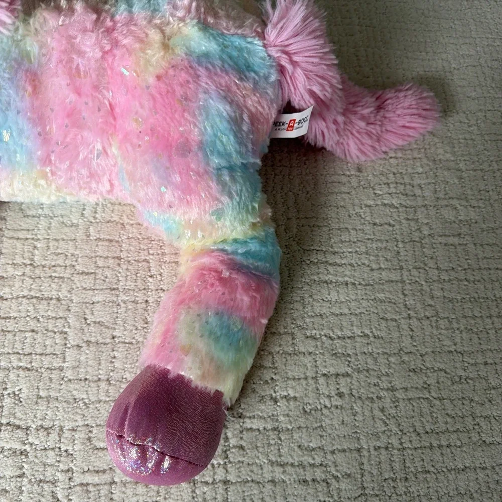 Peek A Boo Toy Company Pink Sparkle Hearts Plush Unicorn With Tags Large 20 Inch